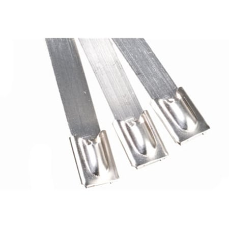 Techflex Cable Tie, 14-1/2 in L, Silver, Stainless Steel, 100 lb Strength, 25 PK SSS14.5SV4